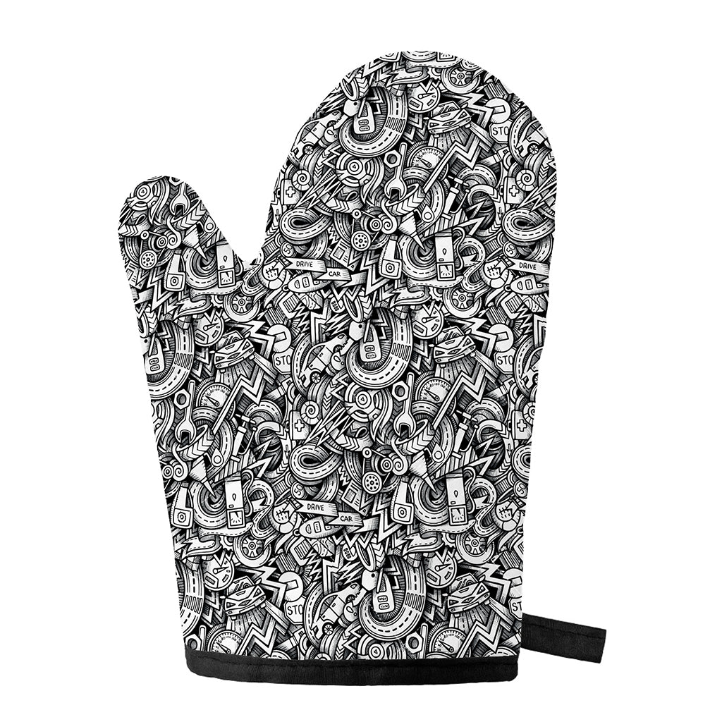 Cartoon Mechanic Pattern Print Single Oven Mitt