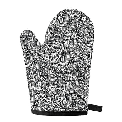 Cartoon Mechanic Pattern Print Single Oven Mitt