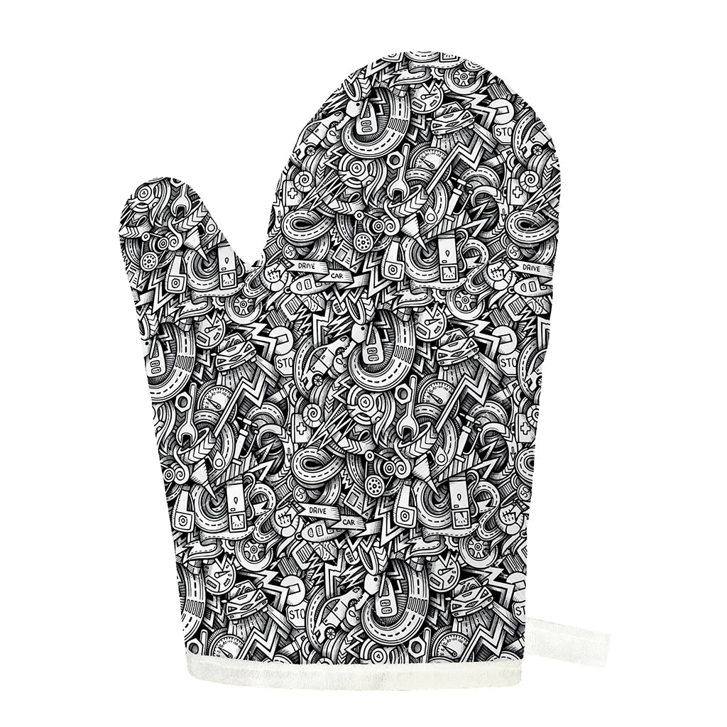 Cartoon Mechanic Pattern Print Single Oven Mitt
