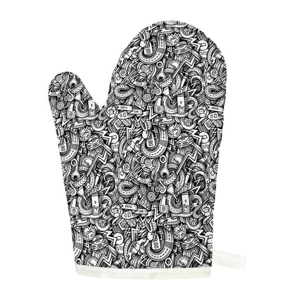 Cartoon Mechanic Pattern Print Single Oven Mitt