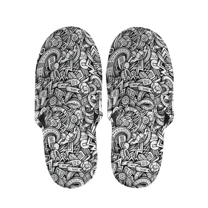 Cartoon Mechanic Pattern Print Slippers