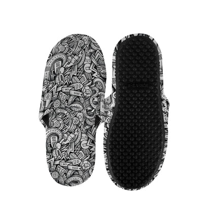 Cartoon Mechanic Pattern Print Slippers