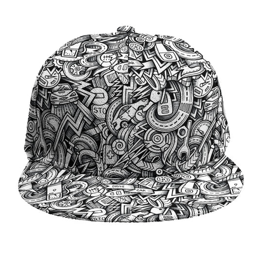 Cartoon Mechanic Pattern Print Snapback Cap