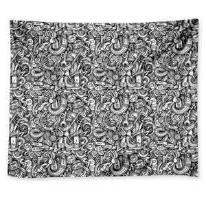 Cartoon Mechanic Pattern Print Tapestry