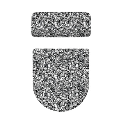 Cartoon Mechanic Pattern Print Toilet Lid And Tank Cover Set