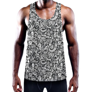 Cartoon Mechanic Pattern Print Training Tank Top