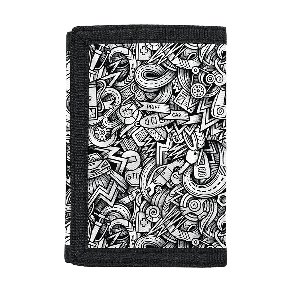 Cartoon Mechanic Pattern Print Trifold Wallet