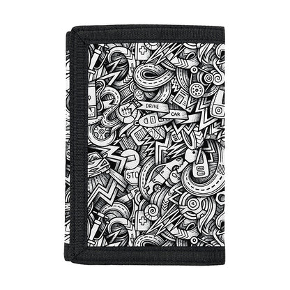 Cartoon Mechanic Pattern Print Trifold Wallet