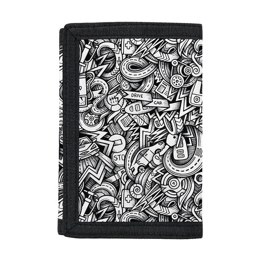 Cartoon Mechanic Pattern Print Trifold Wallet