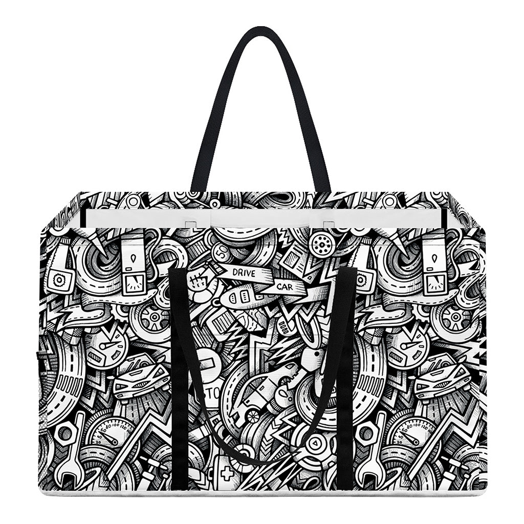 Cartoon Mechanic Pattern Print Utility Tote Bag