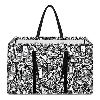 Cartoon Mechanic Pattern Print Utility Tote Bag