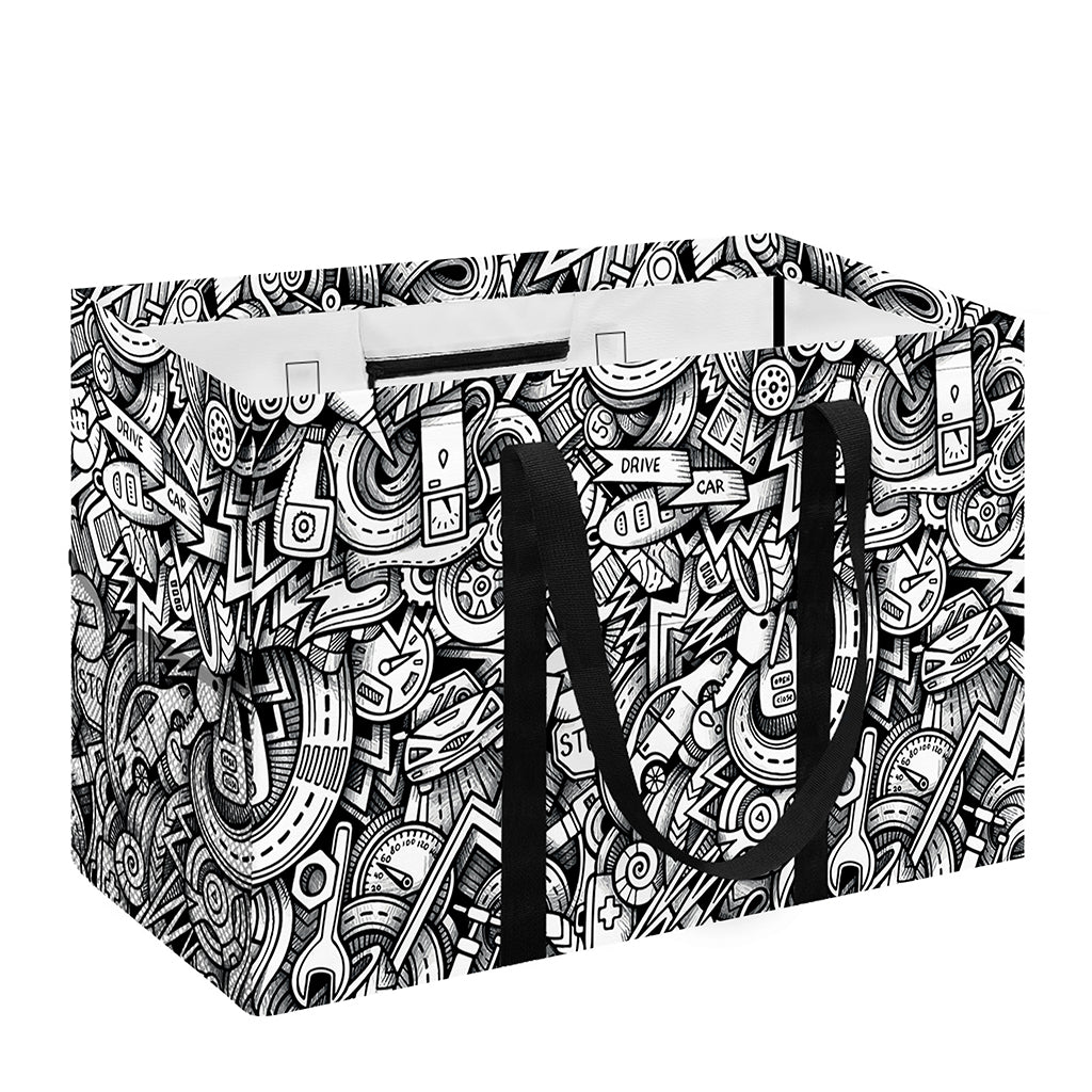 Cartoon Mechanic Pattern Print Utility Tote Bag