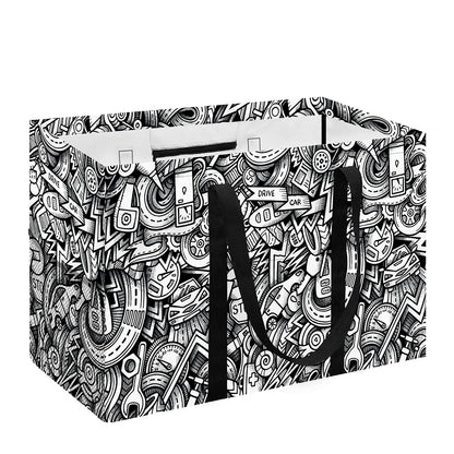 Cartoon Mechanic Pattern Print Utility Tote Bag