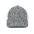 Cartoon Mechanic Pattern Print White Mesh Trucker Hat