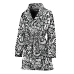 Cartoon Mechanic Pattern Print Women's Bathrobe