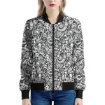 Cartoon Mechanic Pattern Print Women's Bomber Jacket