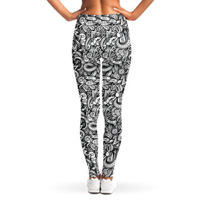 Cartoon Mechanic Pattern Print Women's Leggings