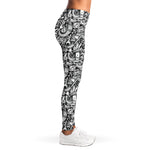 Cartoon Mechanic Pattern Print Women's Leggings