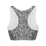 Cartoon Mechanic Pattern Print Women's Sports Bra