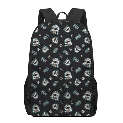 Cartoon Mummy Pattern Print 17 Inch Backpack