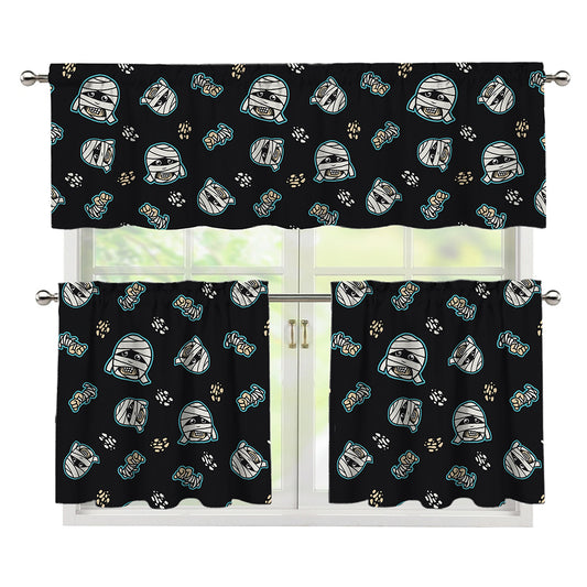 Cartoon Mummy Pattern Print 3 Piece Kitchen Curtains