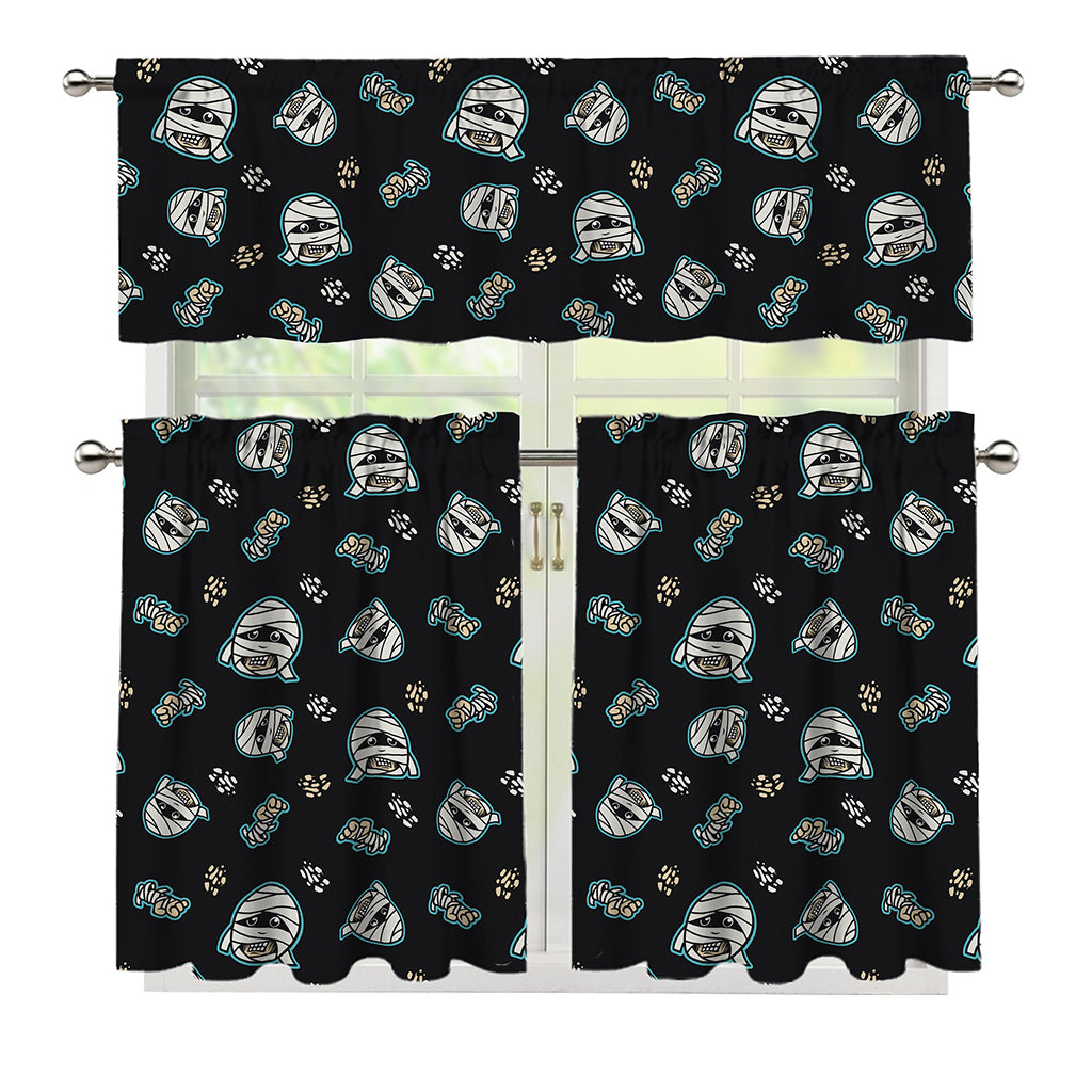 Cartoon Mummy Pattern Print 3 Piece Kitchen Curtains