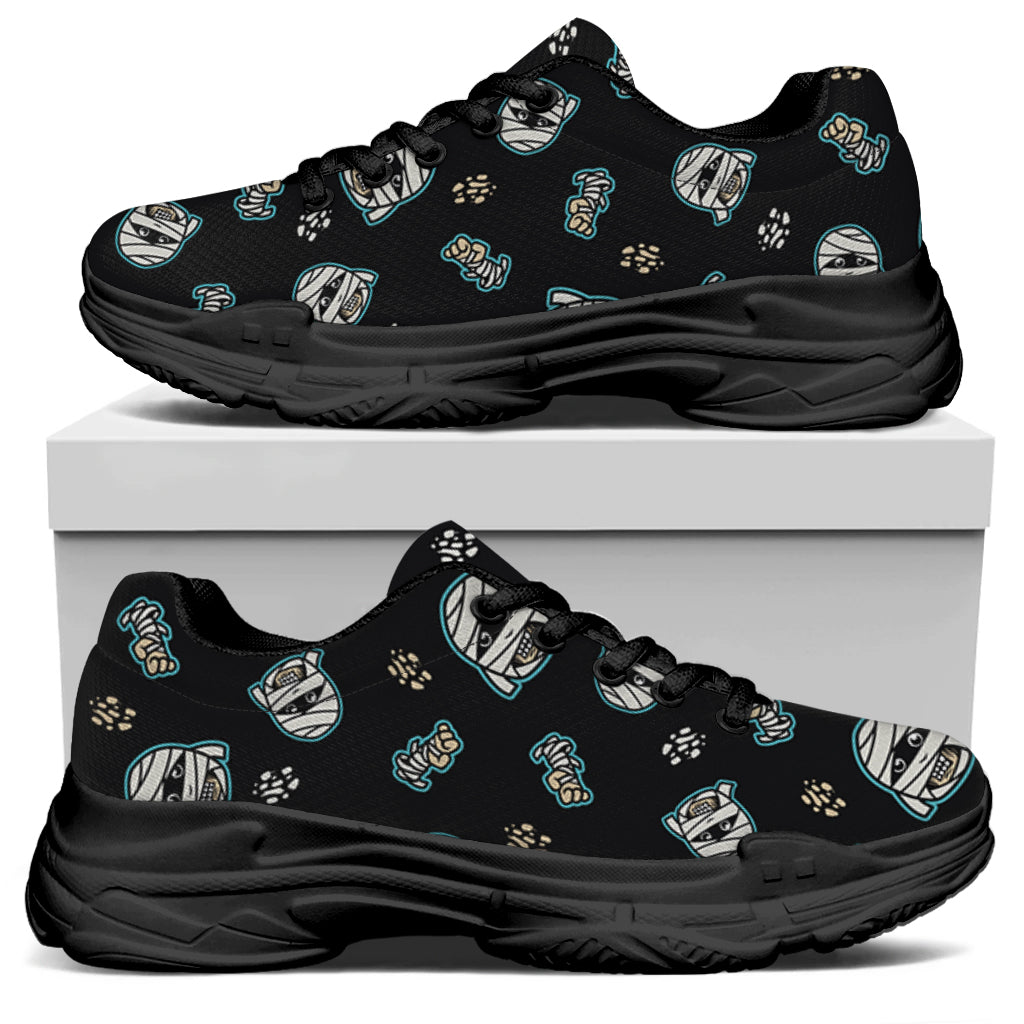 Cartoon Mummy Pattern Print Black Chunky Shoes