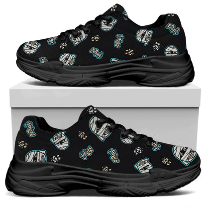 Cartoon Mummy Pattern Print Black Chunky Shoes