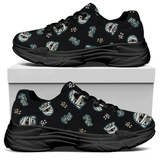 Cartoon Mummy Pattern Print Black Chunky Shoes