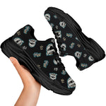Cartoon Mummy Pattern Print Black Chunky Shoes