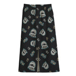 Cartoon Mummy Pattern Print Cotton Front Slit Maxi Skirt