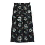 Cartoon Mummy Pattern Print Cotton Front Slit Maxi Skirt