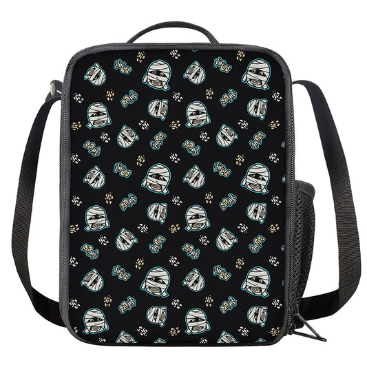 Cartoon Mummy Pattern Print Crossbody Lunch Bag