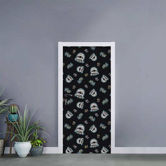 Cartoon Mummy Pattern Print Door Sticker