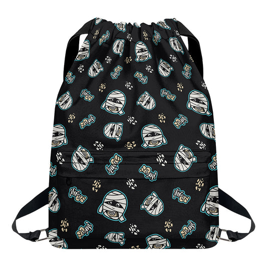 Cartoon Mummy Pattern Print Drawstring Backpack