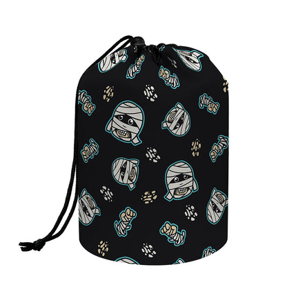 Cartoon Mummy Pattern Print Drawstring Makeup Bag