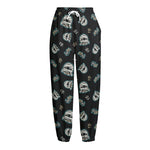 Cartoon Mummy Pattern Print Fleece Lined Knit Pants