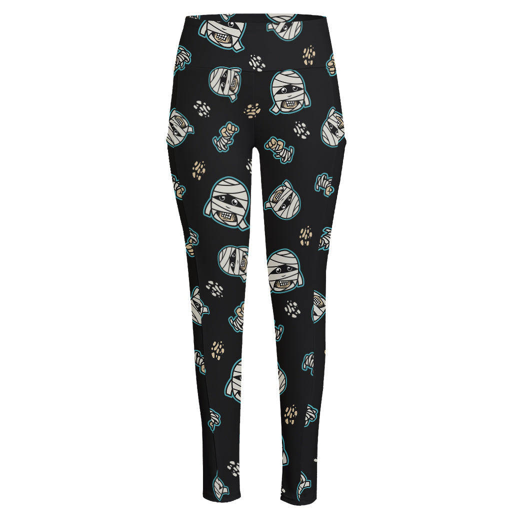 Cartoon Mummy Pattern Print High-Waisted Pocket Leggings