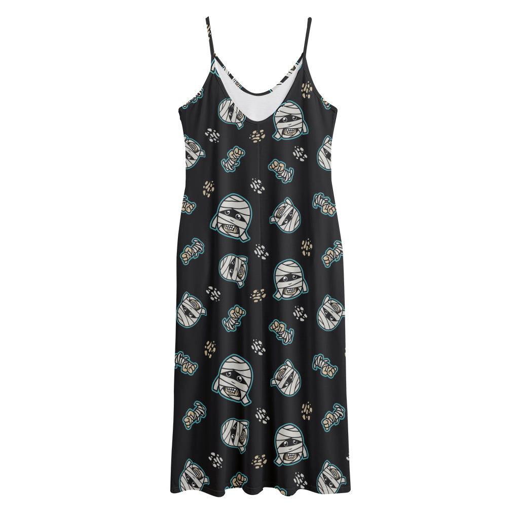 Cartoon Mummy Pattern Print Jersey Midi Cami Dress