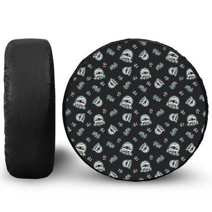 Cartoon Mummy Pattern Print Leather Spare Tire Cover