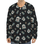 Cartoon Mummy Pattern Print Long Sleeve Baseball Jersey