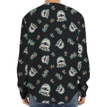 Cartoon Mummy Pattern Print Long Sleeve Baseball Jersey