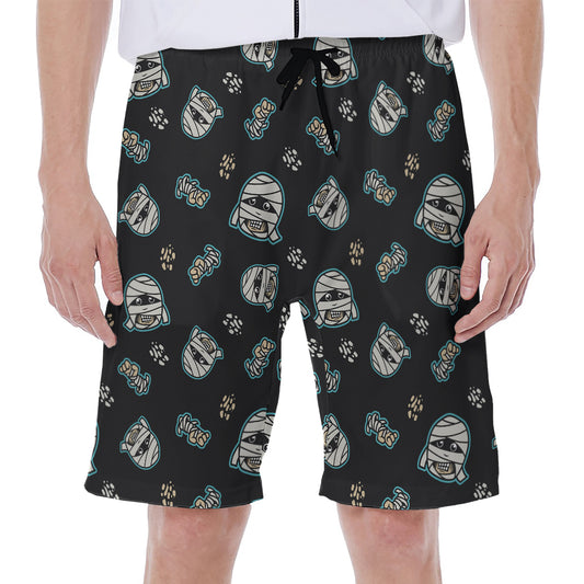 Cartoon Mummy Pattern Print Men's Beach Shorts
