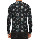 Cartoon Mummy Pattern Print Men's Long Sleeve Rash Guard