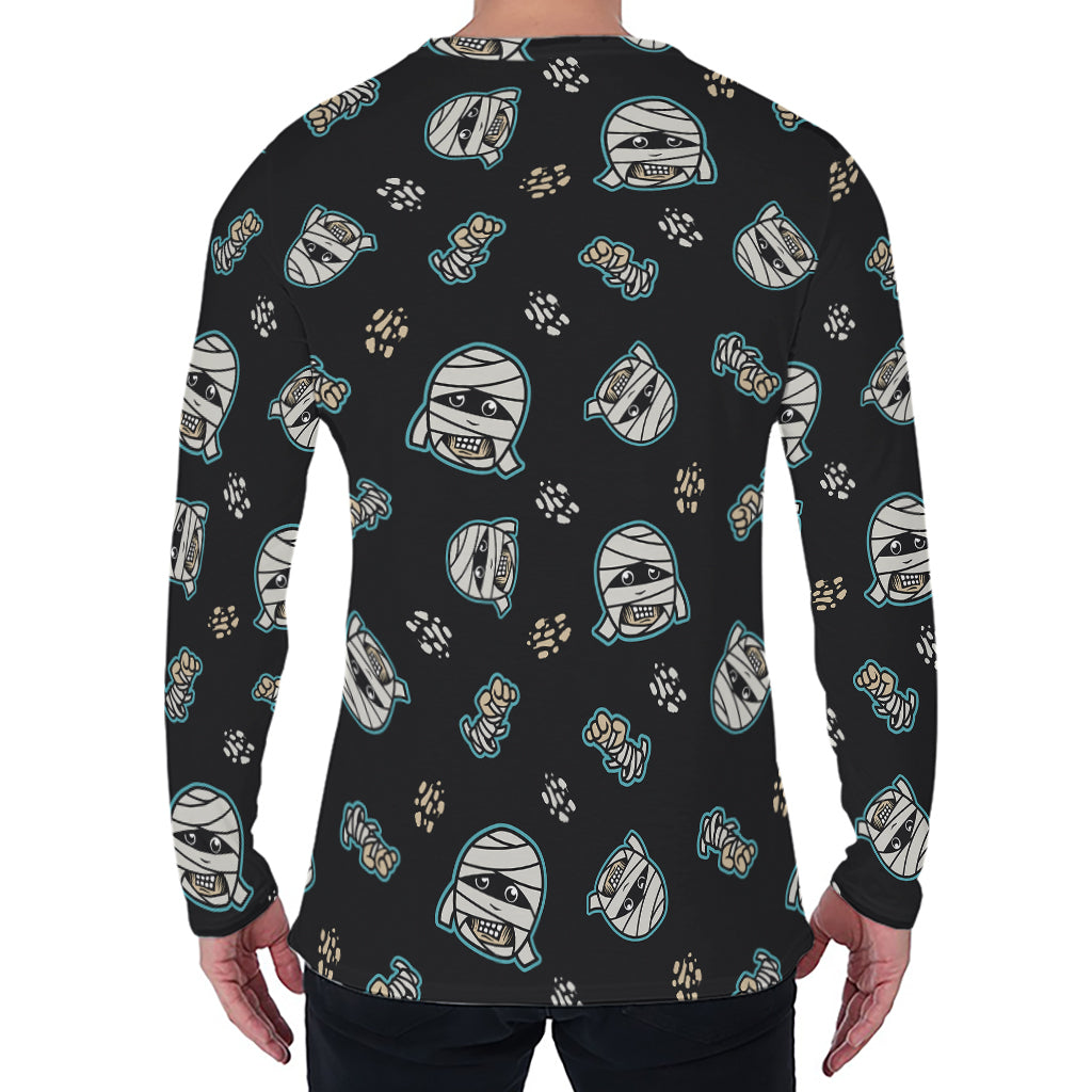 Cartoon Mummy Pattern Print Men's Long Sleeve T-Shirt