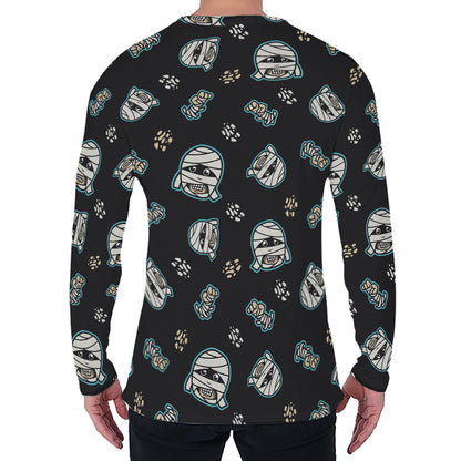 Cartoon Mummy Pattern Print Men's Long Sleeve T-Shirt