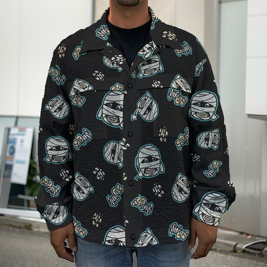 Cartoon Mummy Pattern Print Men's Shirt Jacket