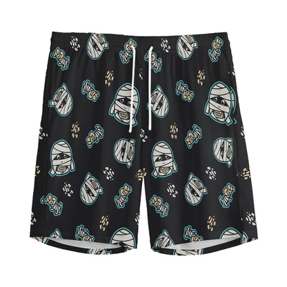 Cartoon Mummy Pattern Print Men's Sports Shorts
