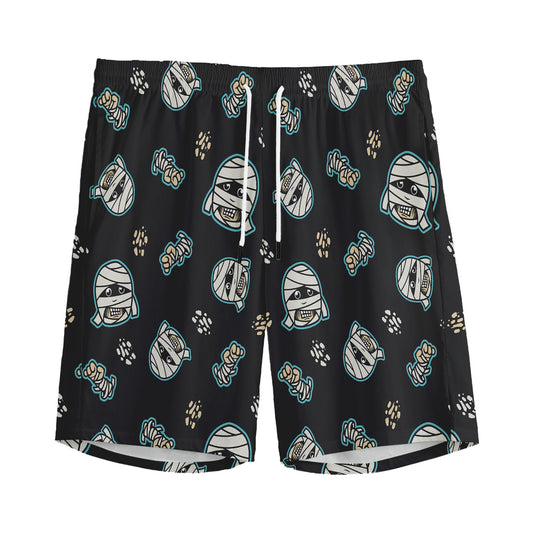 Cartoon Mummy Pattern Print Men's Sports Shorts