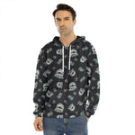 Cartoon Mummy Pattern Print Men's Velvet Pullover Hoodie